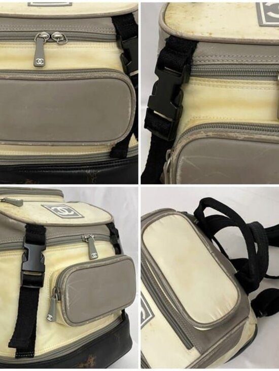 Chanel Backpack Gray White Black Sport with a Reason